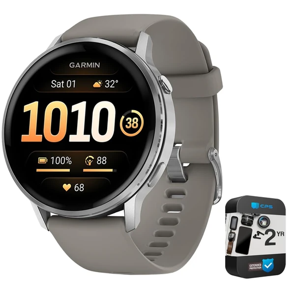 Garmin 010-03014-01 Venu 4, 45 mm Sağlık ve Fitness GPS Smartwatch, Silver Gray Band Sche ile 2 YR CPS Geliştirilmiş Koruma Paketi ürün görseli 1