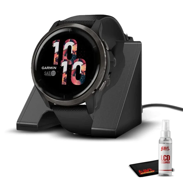 Garmin Venu 2 Plus, Call ve Text ile GPS Smartwatch, Gelişmiş Sağlık İzleme ve Fitness Özellikler, Slate with Black Band with Şarj Base & 6Ave Travel Kit ürün görseli 1
