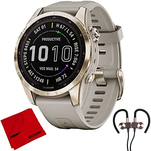 Garmin 010-02539-20 Fenix 7S Sapphire Solar Smartwatch - Deco Gear Manyetik Kablosuz Sport Earbuds ve Deco Gear Microfiber Temizlik Kumaşı ürün görseli 1