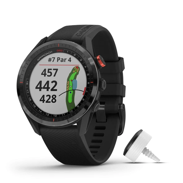 Garmin Approach S62 Paketi, 3 CT10 Club Takip Sensörlü Premium Golf GPS Saati, Dahili Sanal Caddy, Haritalama ve Tam Renkli Ekran, Siyah ürün görseli 1