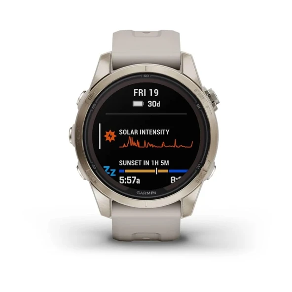 Garmin Fenix ​​​​7S Pro Safir Güneş Işığı Kum/Yumuşak Altın ürün görseli 1