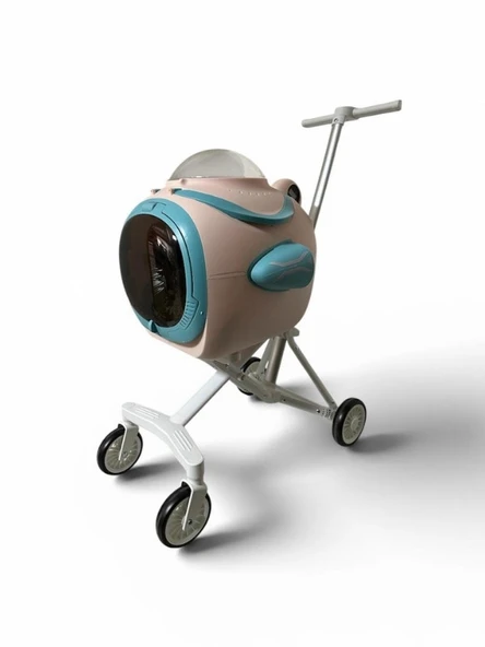 Ewox Astronot Model Fanlı Evcil Hayvan Taşıma Arabası P50-P - Pembe Turkuaz ürün görseli 1