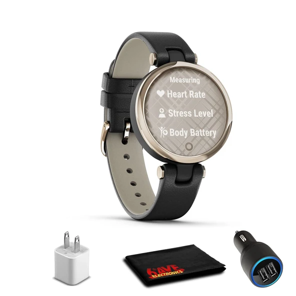 Garmin Lily Classic-Cream Gold/Black W / İtalyan Deri + USB Car/Wall Adaptör + 6Ave Fiber Kumaş (010-02384-A1) ürün görseli 1