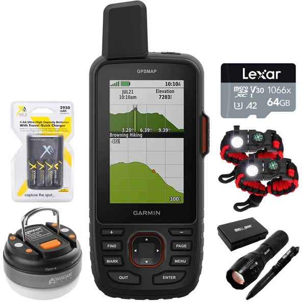 Garmin 010-02812-00 GPSMAP 67i, 64GB Kart ile Reach Uydu Teknolojisi ile GPS, 2X Taktik Ayakkabı, Flashlight & Pen Set, Dome Flashlight & 4X AA Battery w/Chargerlight & 4X AA Battery w /Charger ürün görseli 1