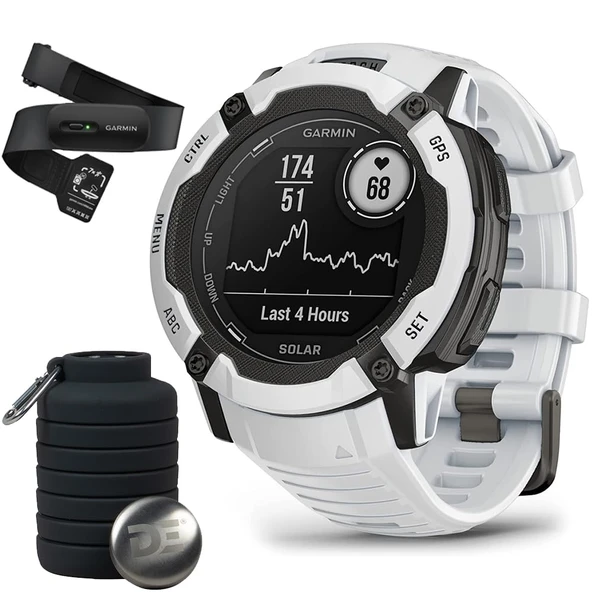 Garmin 010-02805-14 Instinct 2X Solar Rugged GPS Smartwatch Whitestone Grafik Kalp Tespiti Doğru Kalp Oranı & HRV Data-S ve Collapsable Water Şişe ürün görseli 1