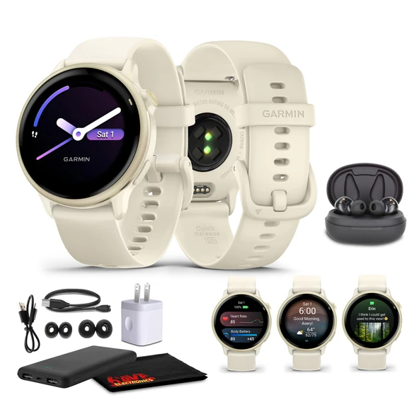 Garmin Vivoactive 6 Smartwatch Ay Gold with Bone Silikon Band Best Fitness GPS Smart-Watch with AMOLED Display, 11-Day Battery, Advanced Activity Watch Sche for Men & Women ürün görseli 1