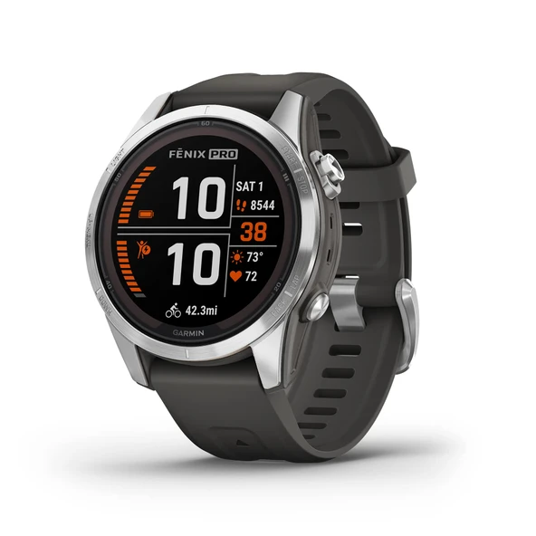 Garmin fhinonix 7S Pro Solar, Multisport GPS Smartwatch, Yapılı Flashlight, Solar Şarj yeteneği, Graphite ürün görseli 1