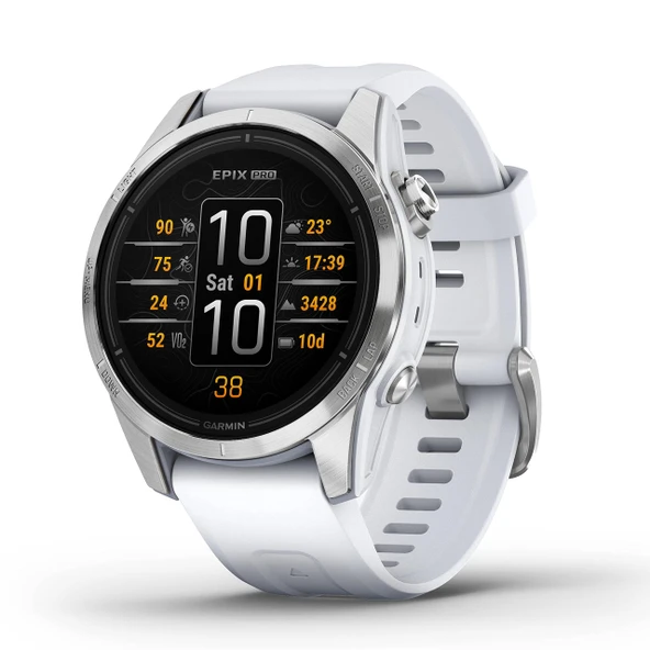 Garmin EPIX PRO 42 mm - Parlak 1,2" AMOLED ekrana ve dokunmatik/düğme işlemine sahip GPS çoklu spor akıllı saati. TOPO haritaları, 60 spor uygulaması, müzik, ödeme, 10 güne kadar pil ömrü ürün görseli 1