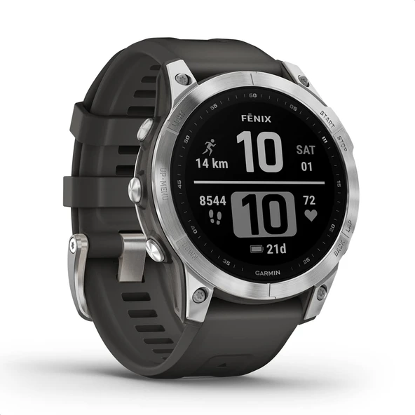 QuickFit saat kayışına sahip Garmin Fenix ​​​​7 Akıllı Saat 22 mm gri/gümüş ürün görseli 1