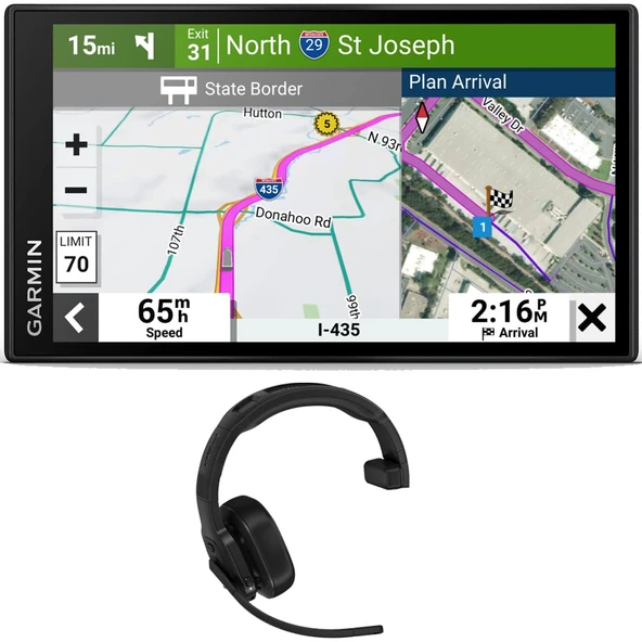 Garmin 010-02738-00 dezl OTR610 6" GPS Truck Navigator Sche with Garmin dezl 100 Kablosuz Araba/Trucking Headset ürün görseli 1