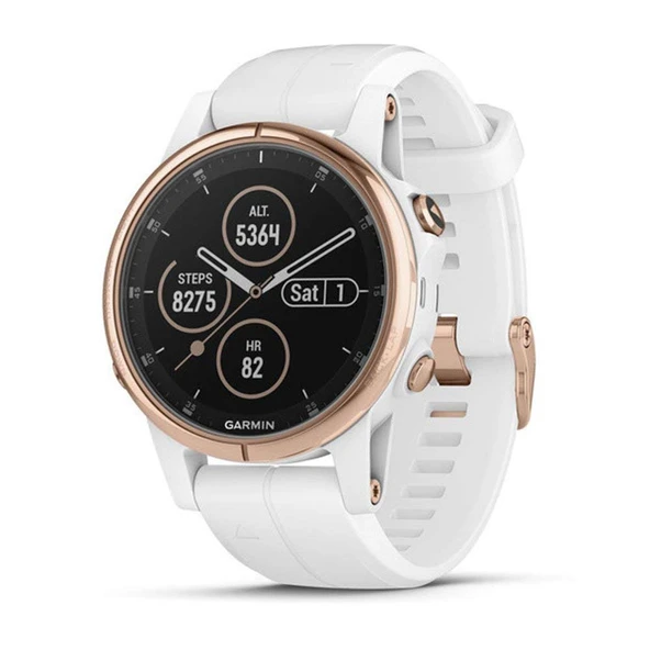 Garmin fenix 5S Plus, Smaller-Sized Multisport GPS Smartwatch, Özellikler Renk Topo Haritalar, Kalp Puanı İzleme, Müzik ve İletişimsiz Ödeme, Beyaz/Rose Gold ürün görseli 1