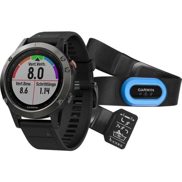 Garmin 010-01688-32 1.2" Fenix 5 Sapphire Performer Sche - Black Band (EMEA) ürün görseli 1