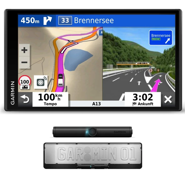 Garmin Camper 780 MT-D EU navigasyon sistemi, kablosuz arka görüş kamerası BC 40 ile - çerçevesiz ekran, 3D navigasyon haritaları ürün görseli 1