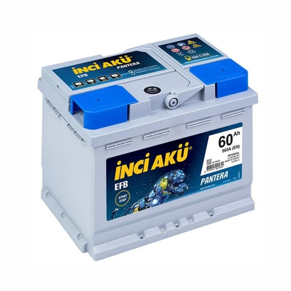 İnci 12V 60 Ah EFB Pantera 560 CCA Akü (Start Stop) - Eski İadesiz ürün görseli 1