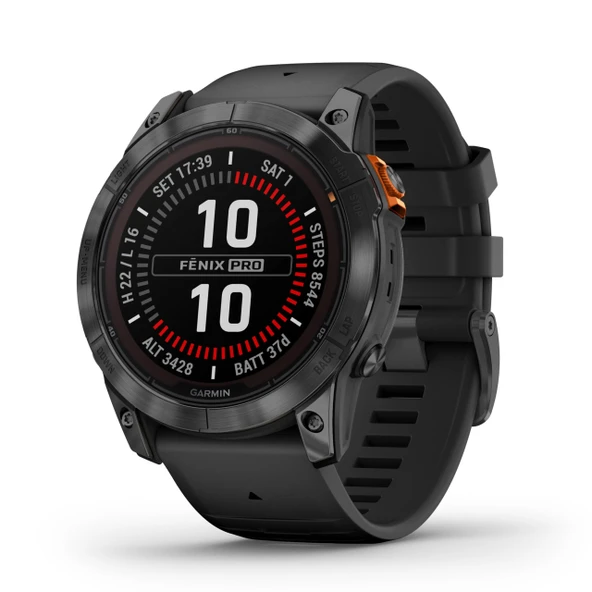 Garmin fēnix 7 Pro – Solar şarj lensi, renkli ekran ve dokunmatik/düğme kontrolleri, TOPO haritaları, 60'ın üzerinde spor uygulaması, GarminMusic ve GarminPay ile GPS çoklu spor akıllı saati ürün görseli 1