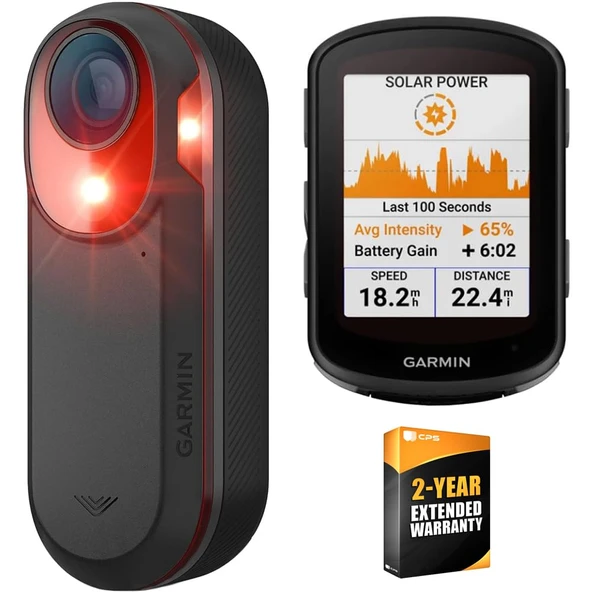 Garmin 010-02474-00 Varia RCT715 Arkaview Radar with Camera and Tail Light Sche with Garmin Edge 540 Solar Compact GPS Bisiklet Bilgisayar & 2 YR CPS Gelişmiş Koruma Korumalı Koruma ürün görseli 1