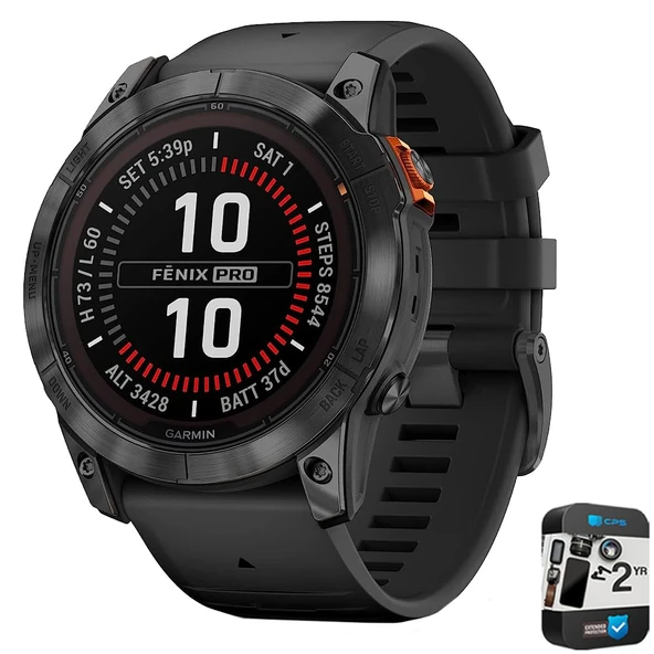 Garmin Fenix 7X Pro Solar, Glass, Slate Gray Steel, 2 Yıl Geliştirilen Koruma Paketi ürün görseli 1