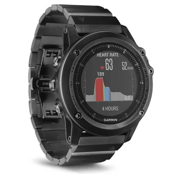 Garmin fēnix 3 HR Saphir GPS çoklu spor saati - paslanmaz çelik bilezik, bilekten kalp atış hızı ölçümü, çok sayıda spor ve navigasyon işleviyle ürün görseli 1