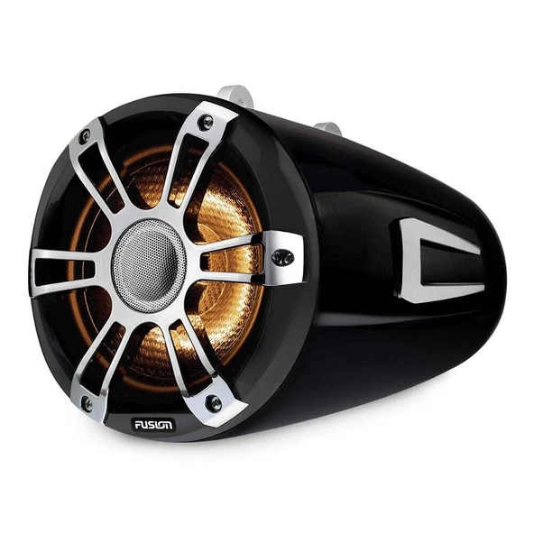 Fusion Signature Series 3 Marine Wake Tower Konuşmacılar, 8.8' 330-Watt w/LED CRGBW, Sports Grey Chrome Tower Pair, bir Garmin Brand ürün görseli 1