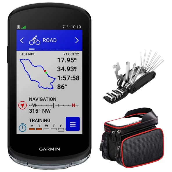 Garmin 010-02503-10 Edge 1040 Bisiklet GPS Pazarı hız / Cadence Sensör ve HRM-Dual Monitor Sche ile Deco Gear 16-in-1 Bisiklet Tamir Alet Kit ve Deco Essentials Bisiklet Çerçeve Telefon Mount ürün görseli 1