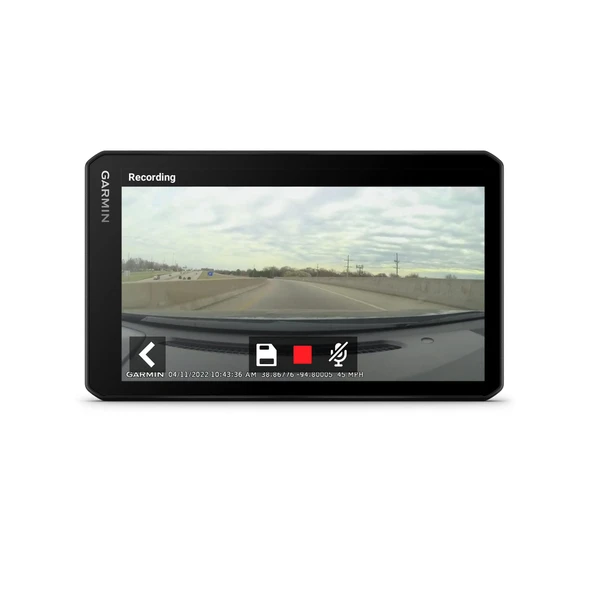 Garmin DriveCam 76 entegre araç kamerası, çarpışma uyarısı ve şeritten ayrılma uyarısına sahip navigasyon cihazı. 7 inç (17,8 cm) HD ekran,3D haritaları, gerçek zamanlı trafik bilgileri, siyah ürün görseli 1