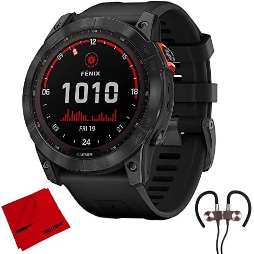 Garmin 010-02541-00 Fenix 7X Solar Smartwatch - Slate Gray with Black Band Sche with Deco Gear Manyetik Kablosuz Sport Earbuds and Deco Gear Microfiber Temizlik Kumaş ürün görseli 1