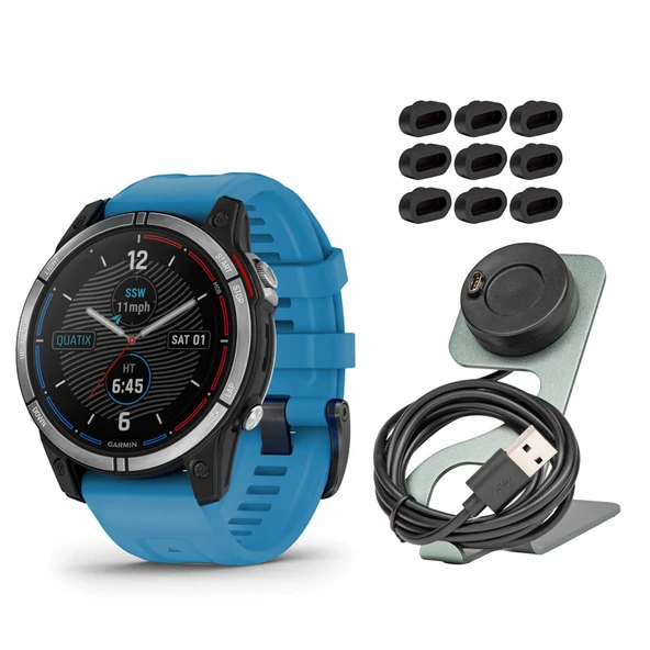 Garmin quatix 7 Standart Edition Marine GPS Smartwatch Sche with Focus Camera Portable Şarj Stand and Focus Şarj Port Protectors (9-Pack) (3 Madde) ürün görseli 1