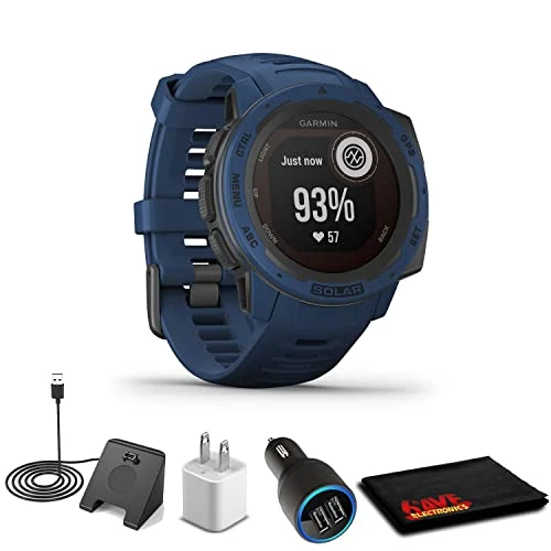 Garmin Instinct Solar Tidal Blue + USB Car/Wall Adaptör + Watch Şarj Stand + 6Ave Fiber Kumaş (010-02293-11) ürün görseli 1