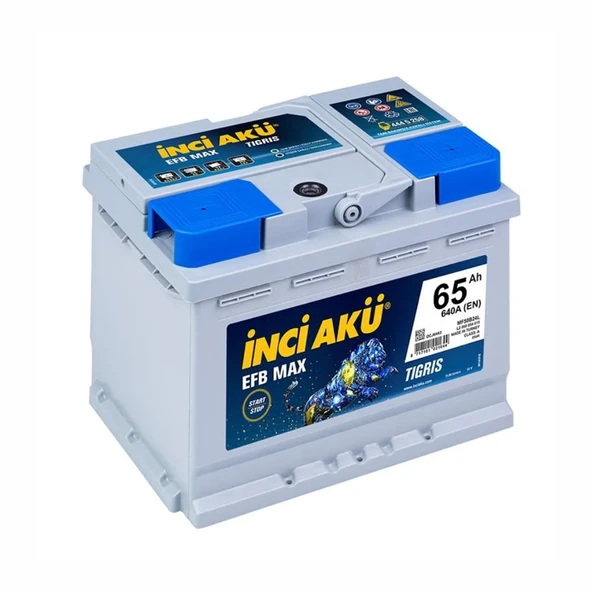 İnci 12V 65 Ah EFB Max Tigris 640 CCA Akü (Start Stop) - Eski İadesiz ürün görseli 1