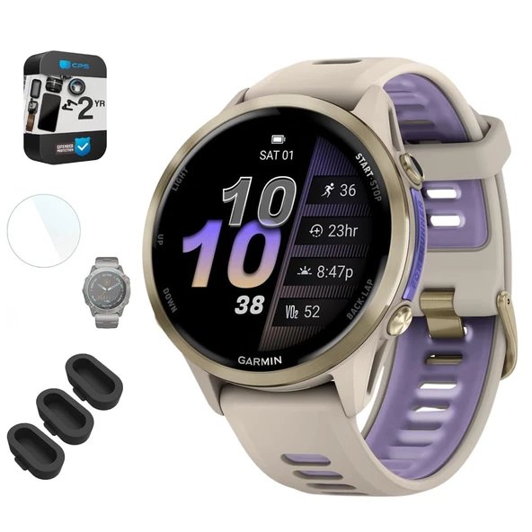 Garmin Forerunner 970 GPS Smartwatch, Titanyum ve Gray/Indigo Band Sche 2 Yıl Koruma Paketi + Silikon Toz Kapak (3-Pack) + 1.4 inç Ekran koruyucu ürün görseli 1