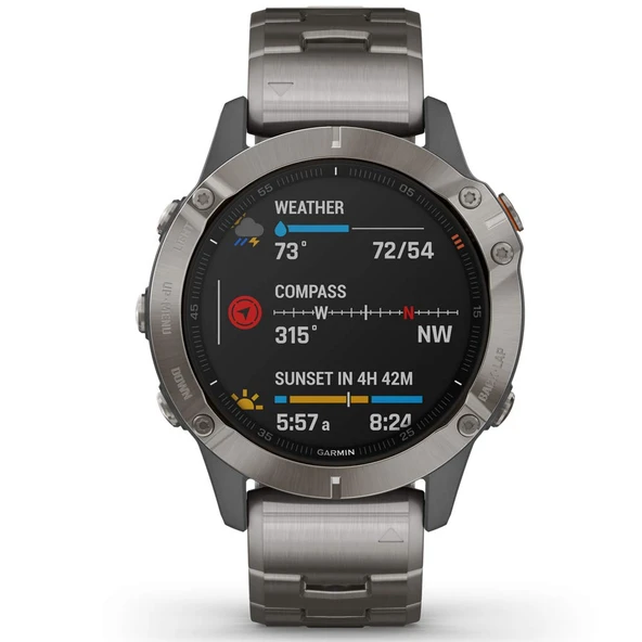 Garmin Fenix 6 Sapphire, Premium Multisport GPS İzle, Özellikler Haritalama, Müzik, Grade-Adjusted Pace Rehberlik ve Pulse Ox Sensörleri, Titanyum ürün görseli 1