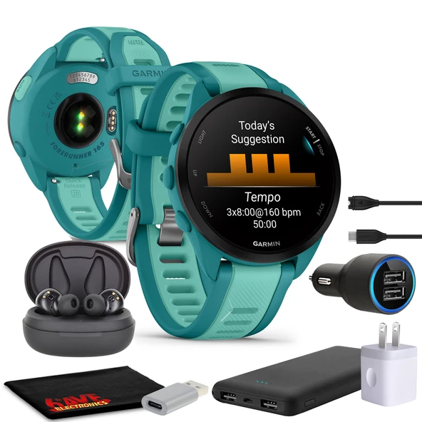 Garmin Forerunner 165 Music GPS Smartwatch, Fitness Tracker Kadınlar ve Erkekler için Akıllı İzleme Aksesuarlar - Turquoise/Aquaqua ürün görseli 1