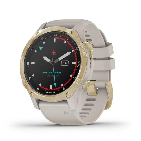 Garmin Descent Mk2S, Smaller-Sized Watch-Style Dive Computer, Multisport Education/Smart Özellikler, Light Gold with Light Sand Silikon Band, (010-02403-00) ürün görseli 1