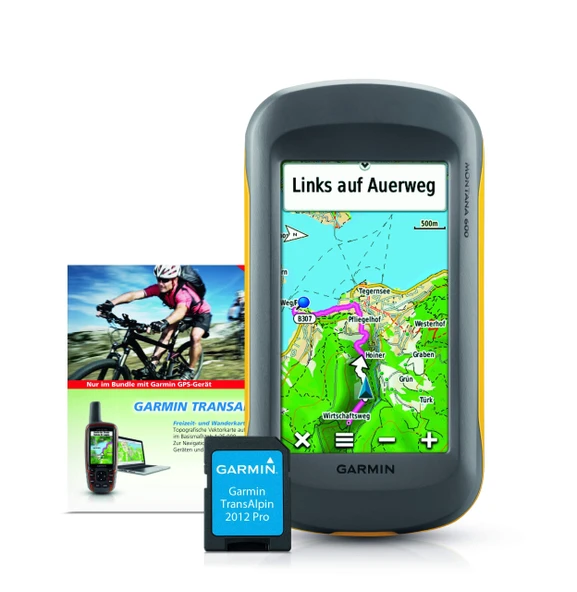 Garmin Montana 600 GPS cihazı + Garmin Transalpin 2012 Pro sınır ötesi eğlence haritası, microSD'de, M10-DE100-23 ürün görseli 1
