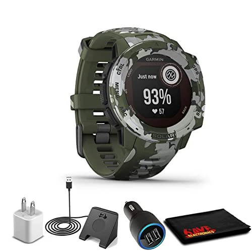 Garmin Instinct Solar Sportsman Edition Lichen Camo + USB Car/Wall Adapt + Watch Şarj Stand + 6Ave Fiber Kumaş (010-02293-16) ürün görseli 1
