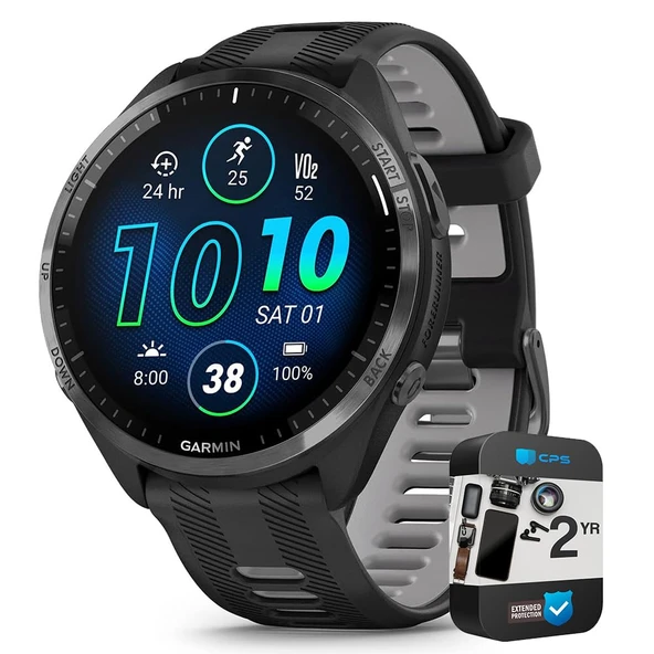 Garmin 010-02809-00 Forerunner 965 Smartwatch Black ve Toz Gray Sche ile 2 YR CPS Geliştirilmiş Koruma Paketi ürün görseli 1