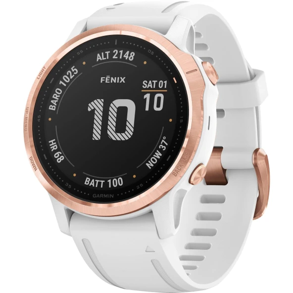 Bilekten kalp atış hızı ölçümü, uzun pil ömrü, su geçirmez, temassız ödeme, müzik çalar, yüklenmiş haritalar ve WiFi özelliklerine sahip Garmin Fenix ​​​​6S PRO kompakt GPS çoklu spor akıllı saat ürün görseli 1