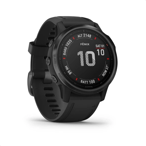 Garmin fenix 6S PRO – 1,2 inç ekrana, önceden yüklenmiş Avrupa haritalarına, müzik ve ödeme özelliklerine sahip ince GPS çoklu spor akıllı saat. 10 ATM'ye kadar suya dayanıklı ve 9 güne kadar pil ömrü ürün görseli 1