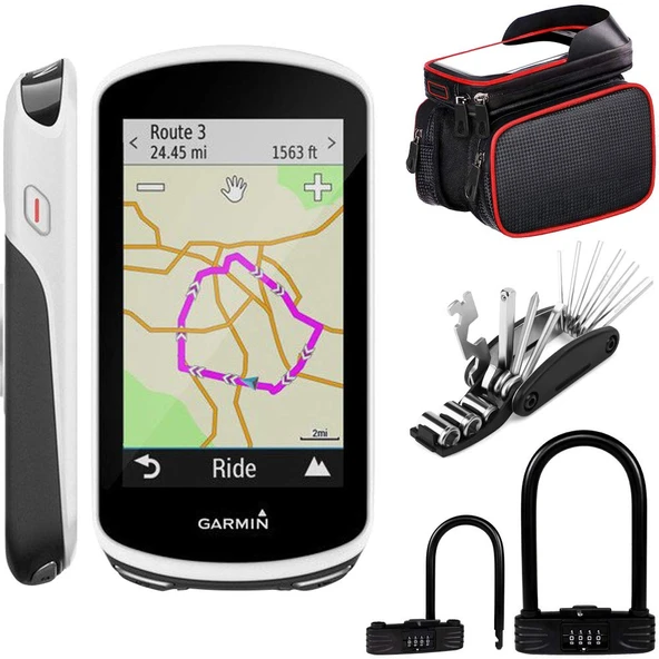 Garmin Edge 1030 GPS Bisiklet Bilgisayarı (010-01758-00) Deco Gear 6in-1 Çok işlevli Bisiklet Tamir Aleti, Ağır Duty Kombinasyon U-Lock ve Hücre Telefon Mount Sche ürün görseli 1