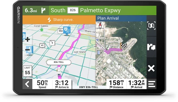 Garmin RV 895, Large, Easy-to-Read 8" GPS RV Navigator, Özel Routing, High-Resolution Birdseye Uydu Imagery, Parks and Services, Landscape or Port View Display ürün görseli 1