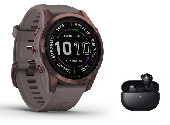Garmin Fenix ​​​​7S Sapphire Solar GPS çoklu spor akıllı saat dokunmatik ekranı - DLC Titan - müzik çalar - navigasyon - 010-02539-29 - gri/mocha dahil. Bluetooth kulaklık ürün görseli 1