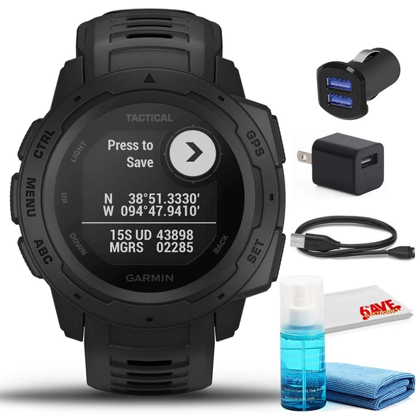 Garmin Instinct Outdoor GPS Watch (Black, Taktik) USB adaptörü ve Daha Fazla ürün görseli 1
