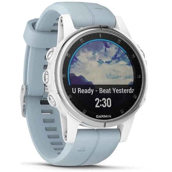 Garmin fenix 5S Plus Açık Mavi Çoklu Spor Akıllı Saat - Avrupa haritası, müzik çalar, temassız ödeme, açık mavi/beyaz, 42 mm ürün görseli 1