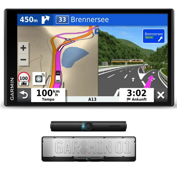 Garmin Camper 780 MT-D EU, karavanlar ve karavanlar için Garmin BC 40 arka görüş kameralı navigasyon sistemi, 6,95 (17,7 cm) renkli dokunmatik ekran, Avrupa için 3D haritalar (46 ülke) 010-02227-16 ürün görseli 1
