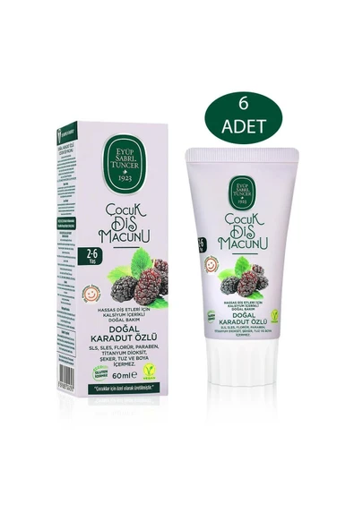 Eyüp Sabri Tuncer Doğal Karadut Özlü 6'lı Çocuk Diş Macunu 60 Ml ürün görseli 1