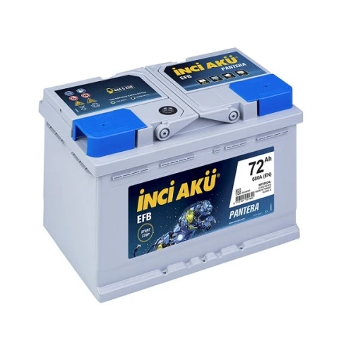 İnci 12V 72 Ah EFB Pantera 680 CCA Akü (Start Stop) - Eski Akü İadesiz ürün görseli 1