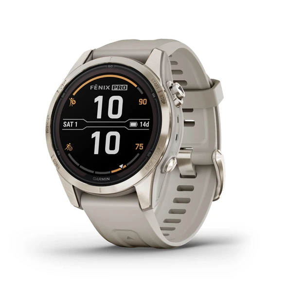 Garmin fhinonix 7S Sapphire Solar, Multisport GPS Smartwatch, built-in Flashlight, Solar Şarj, Sand ürün görseli 1