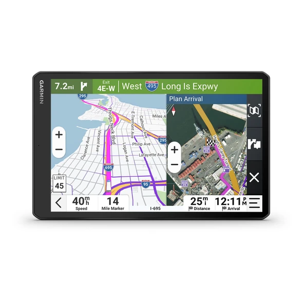 Garmin dhinozlTM OTR1020, Ekstra-Large High-Res 10" GPS Kamyon Navigator, Özel Routing, Uydu Imagery, Wind Speed, Community-Shared Loading Docks, Entrances and Parking ürün görseli 1