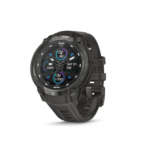 Garmin Instinct® Crossover AMOLED, Hybrid GPS Smartwatch with Analog Watch Hands and Bright AMOLED Display, Charcoal Silikon Band Band ile Charcoal ürün görseli 1