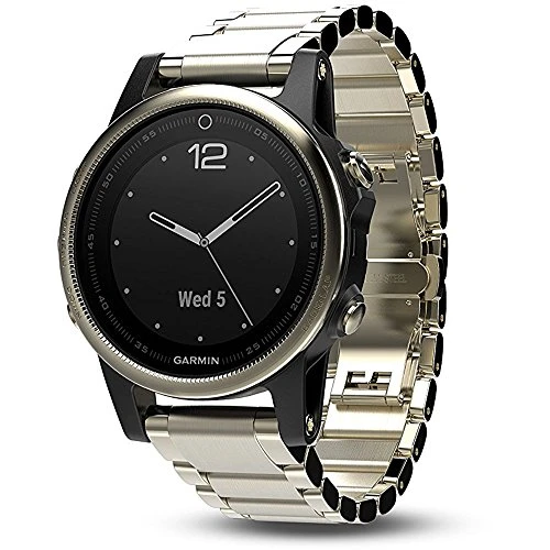 Garmin fhinonix 5S, Premium ve Rugged Smaller-Sized Multisport GPS Smartwatch, Sapphire Glass, Işık Gold W / Metal Band ürün görseli 1